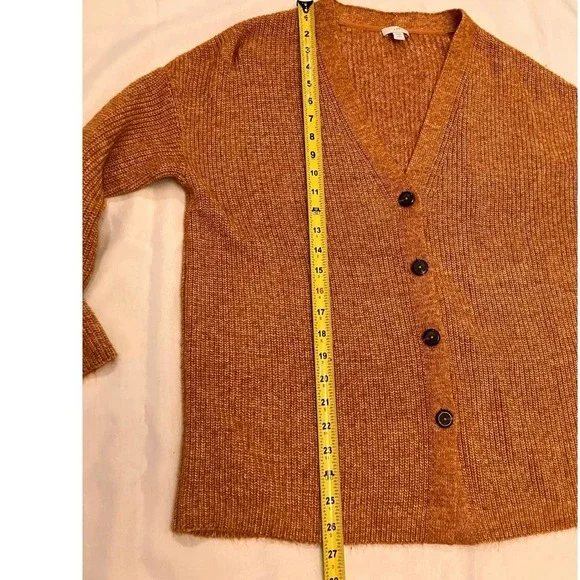 J.Jill Tan Sweater Cardigan Button Front Large Petite V-Neck - Picture 5 of 8